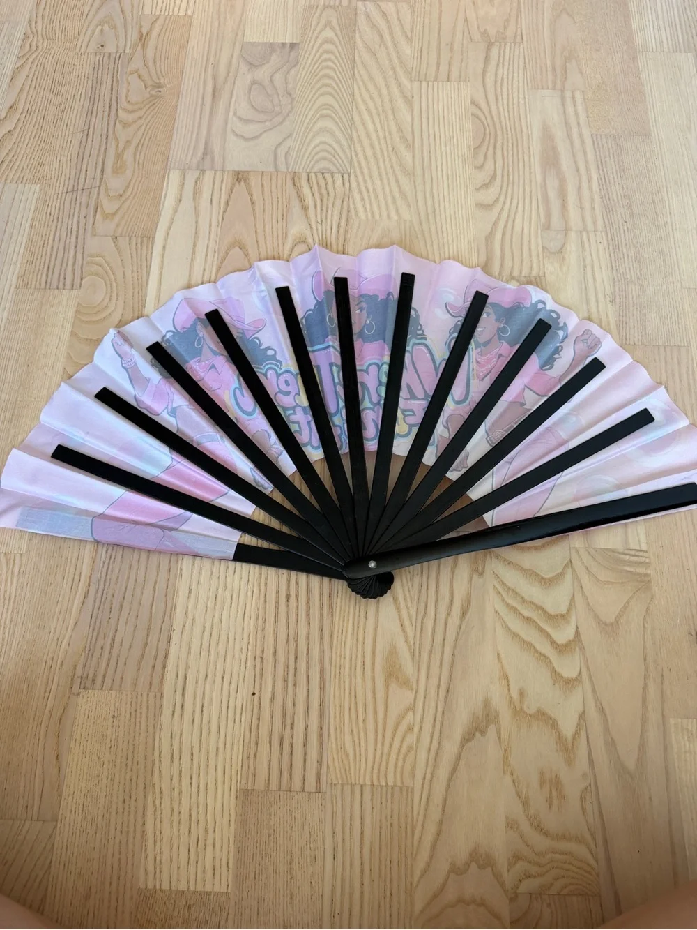 Large Pink Beyoncé Themed 'Where Them Fans At!' Folding Hand Fan